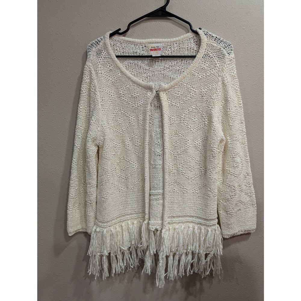 Women's knit fringe trimmed blazer style sweater by Ruby Rd Favorites size XL